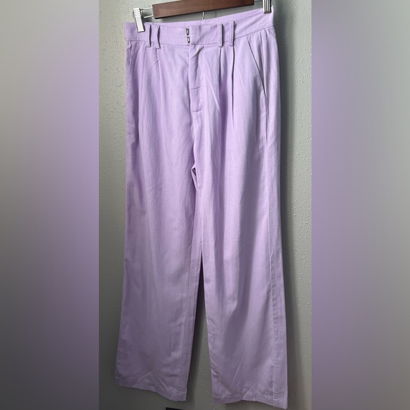 Sophie Rue Pleated Straight Linen Pants in Lavendar - Picture 6 of 11